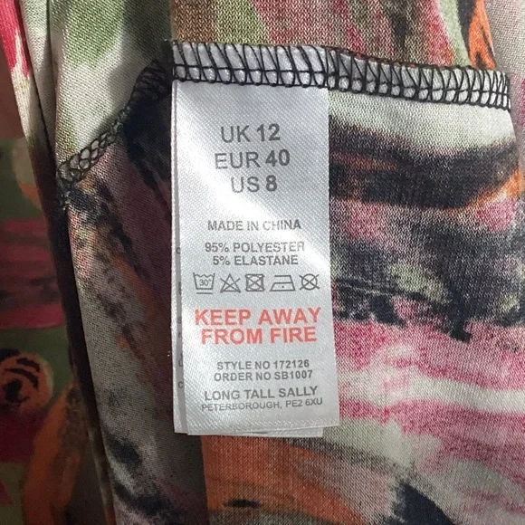 Long Tall Sally LTS Faux Wrap Maxi Dress UK 12 US 8 Abstract Bold Phoebe Buffay - Picture 14 of 15